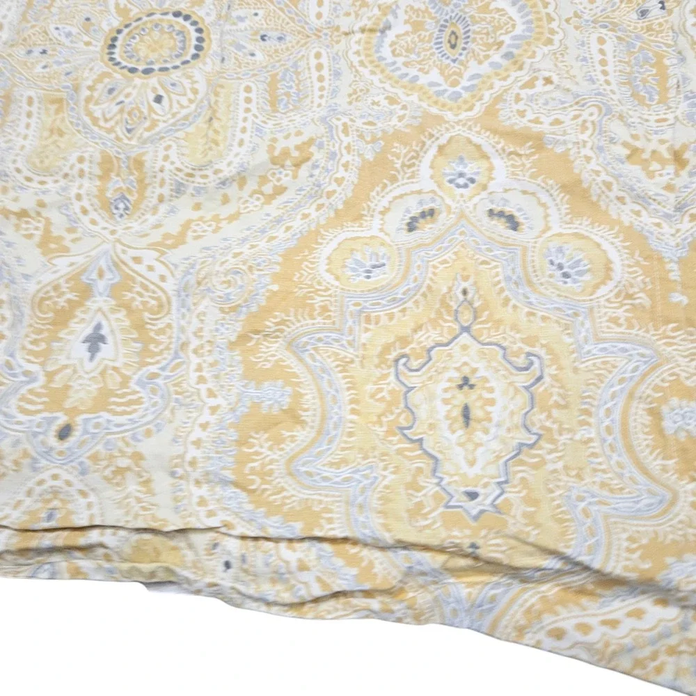 Pottery‎ Barn Pillow Sham Euro Organic Cotton Floral Paisley Yellow Tan Gray